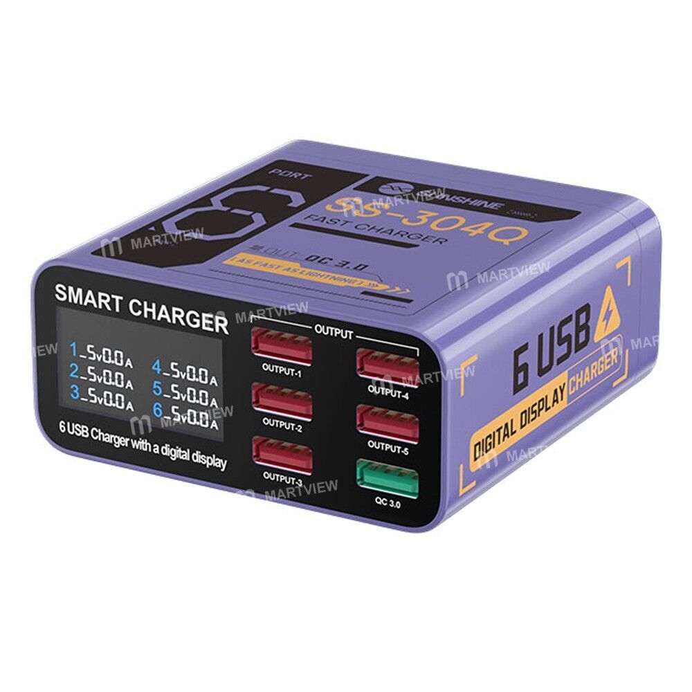 Sunshine SS-304Q 6 Portlu Akıllı QC3.0 Hızlı Şarj İstasyonu Cep Telefonu Tablet Şarjı İçin